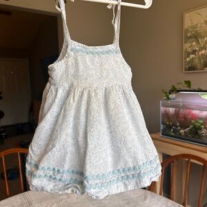 Smockingbird Brand White and Blue Floral Dress